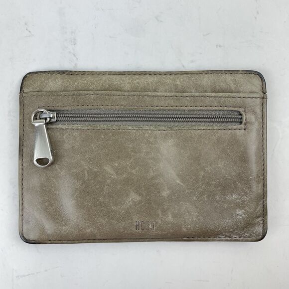 HOBO Intl Taupe Tan Leather Euro Slide Wallet Card Stacker ID Case Holder Pouch - Picture 2 of 8